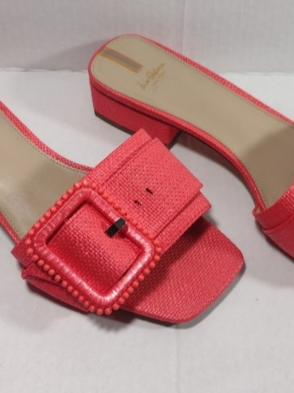 Sam Edelman  Coral Beaded Buckle Slide Mules Size 10